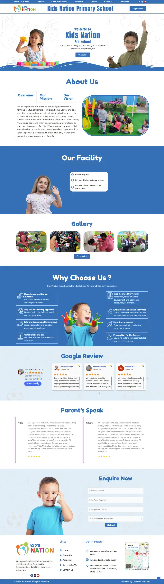 Kids Nation School Website Screenshot