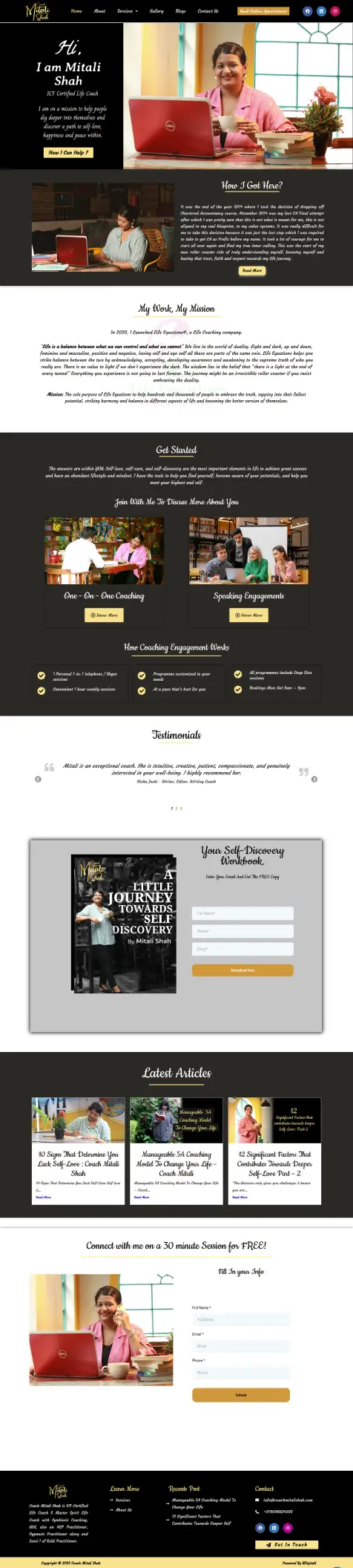 Coach Mitali Shah Website Screenshot