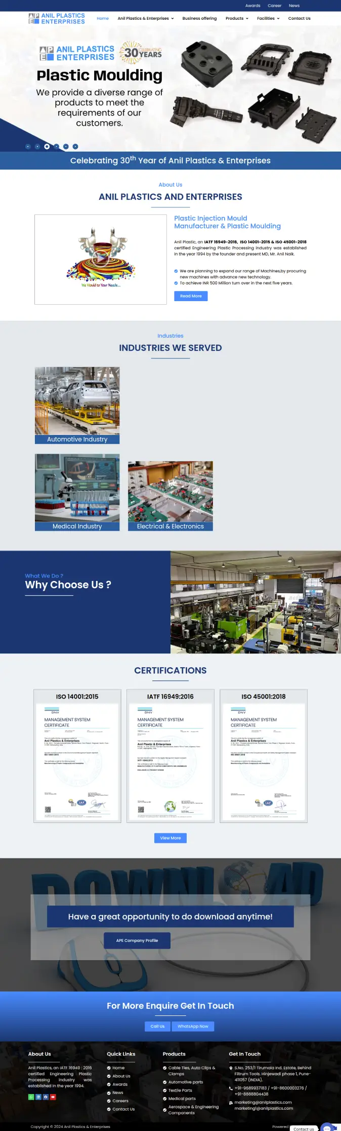 Anil Plastics Website Screenshot